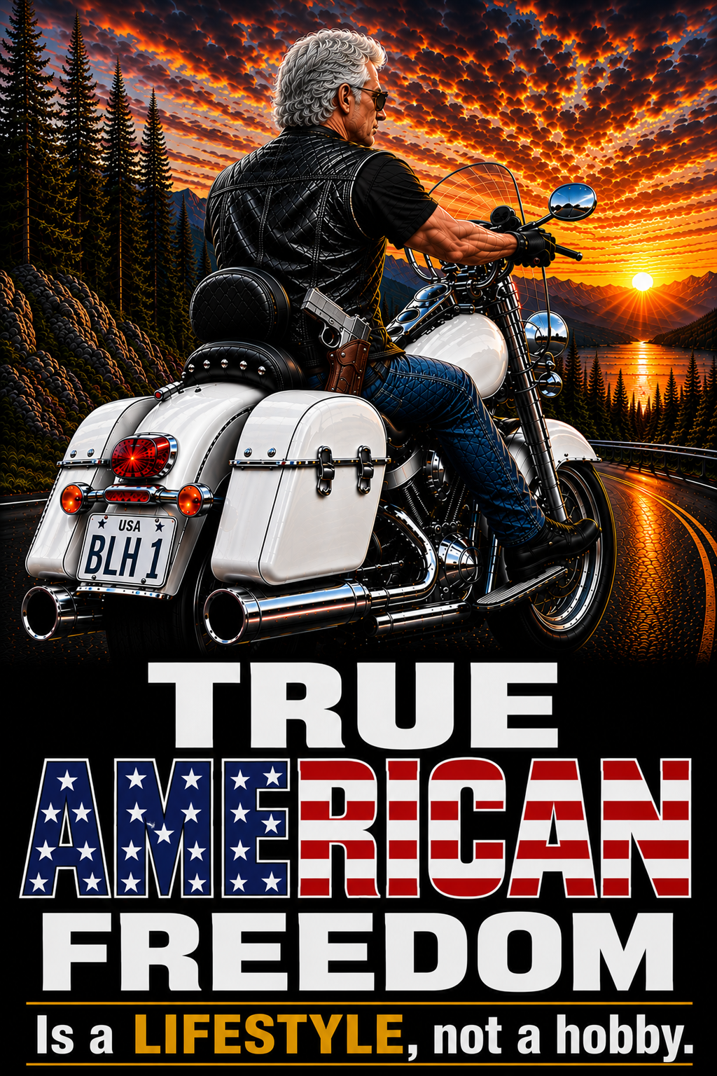 TRUE AMERICAN FREEDOM BIKER T-SHIRT